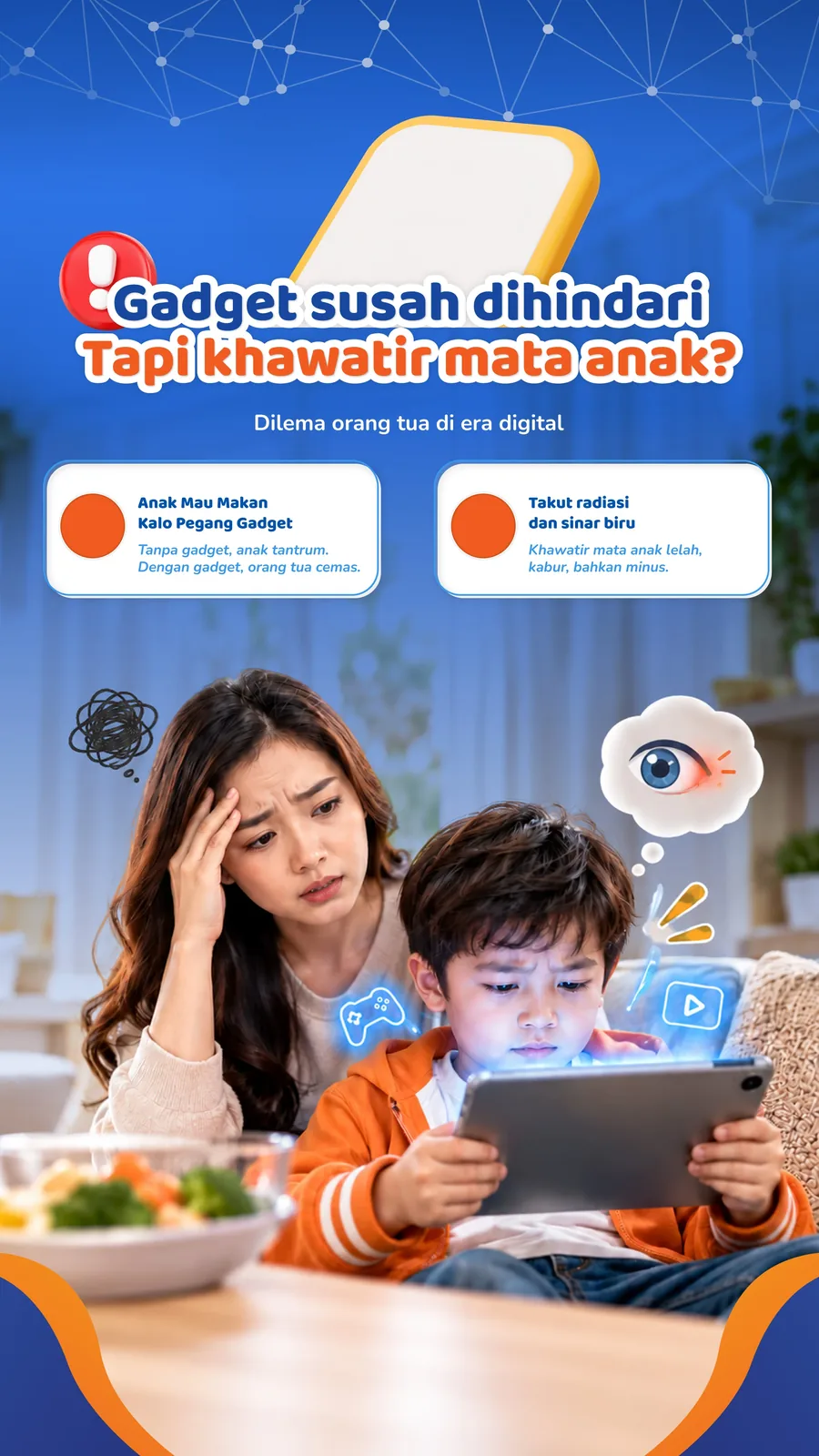 Kekhawatiran orang tua pada kesehatan mata anak di era layar.